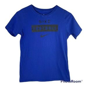 Nike Boys Blue Nike Swoosh Football T-Shirt (Size Medium)